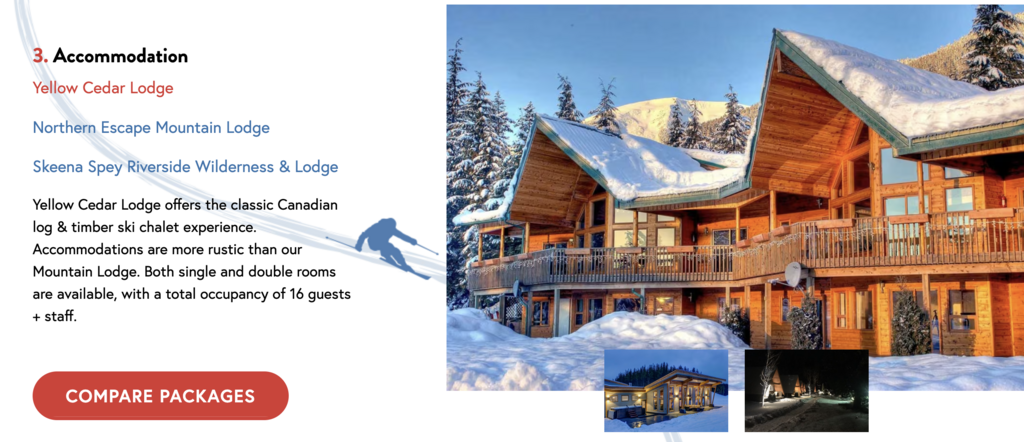The Northern Escape Heli-skiing website displays a neat animation of a skier that follows as you scroll down.