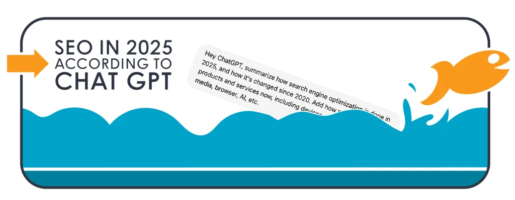 fish jumping out of the water with chat gpt prompt about seo in 2025