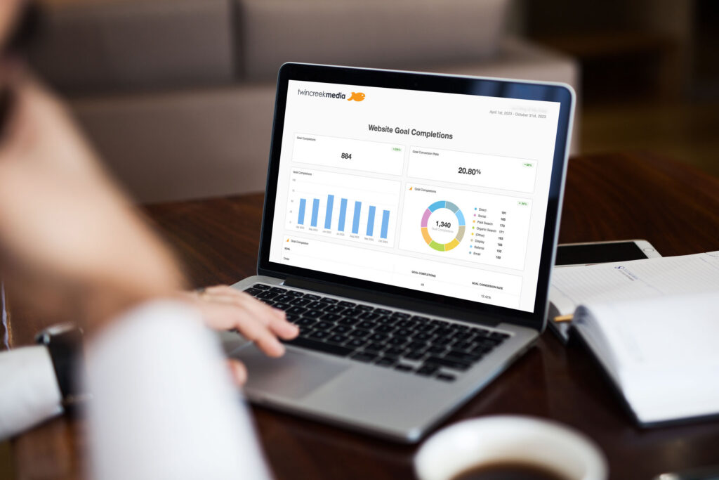 Tracking website performance against set goals