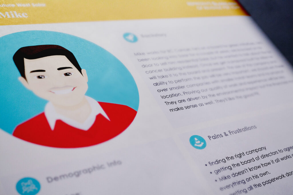 Printed customer persona with details on your ideal customer and the value they want