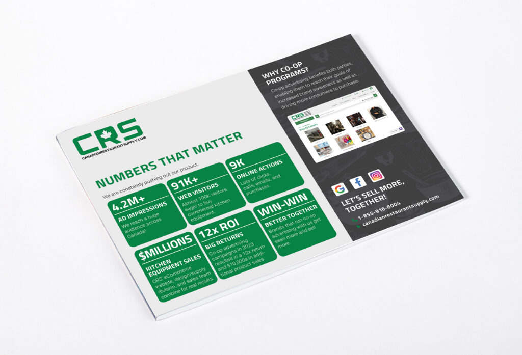 Sell sheet mockup for CRS, a concise leave-behind for prospects