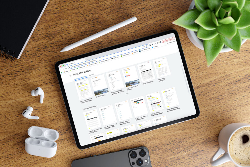 Google Doc templates mockup used to kickstart projects and keep work consistent