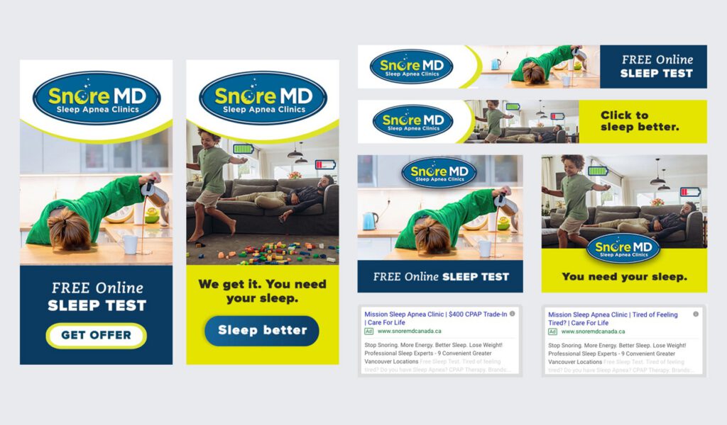 Series of Google display ads for Snore MD