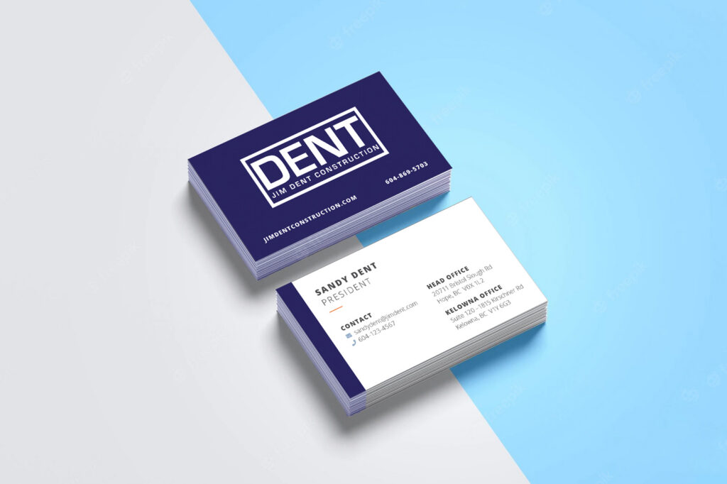 Jim Dent Construction business card mockup