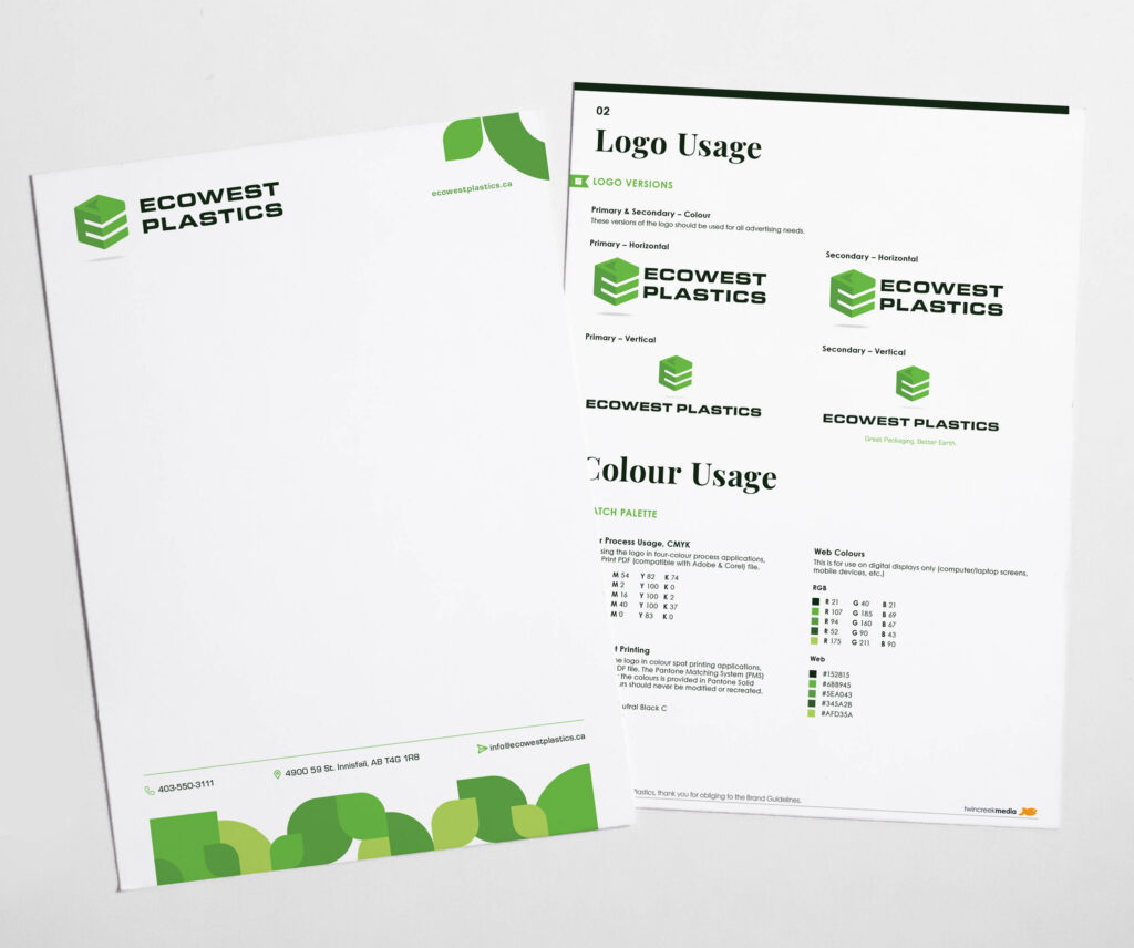Ecowest Plastics brand guidelines and letterhead