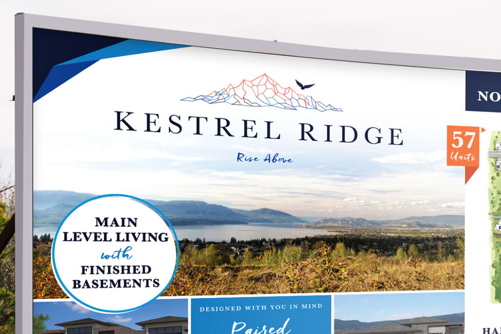 Kestrel Ridge branding on a billboard