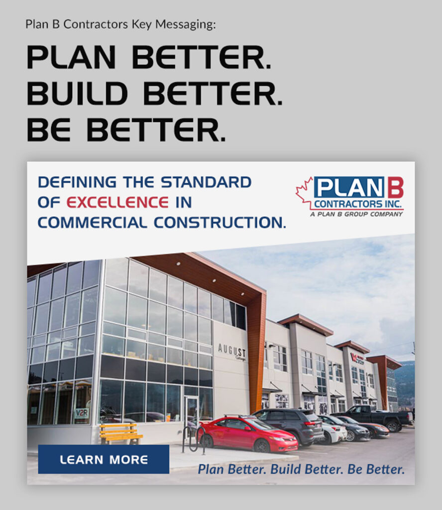 Display ad highlighting Plan B Contractors’ voice, vision and value