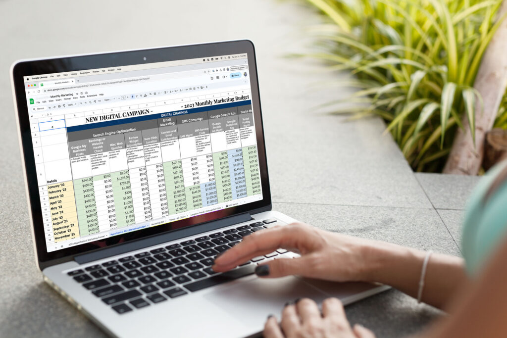 Monthly marketing activities planned and budgeted for the whole year
