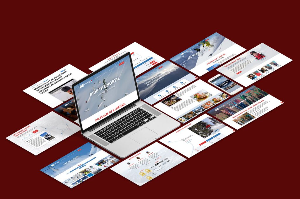 Northern Escape website on a laptop, with page layouts