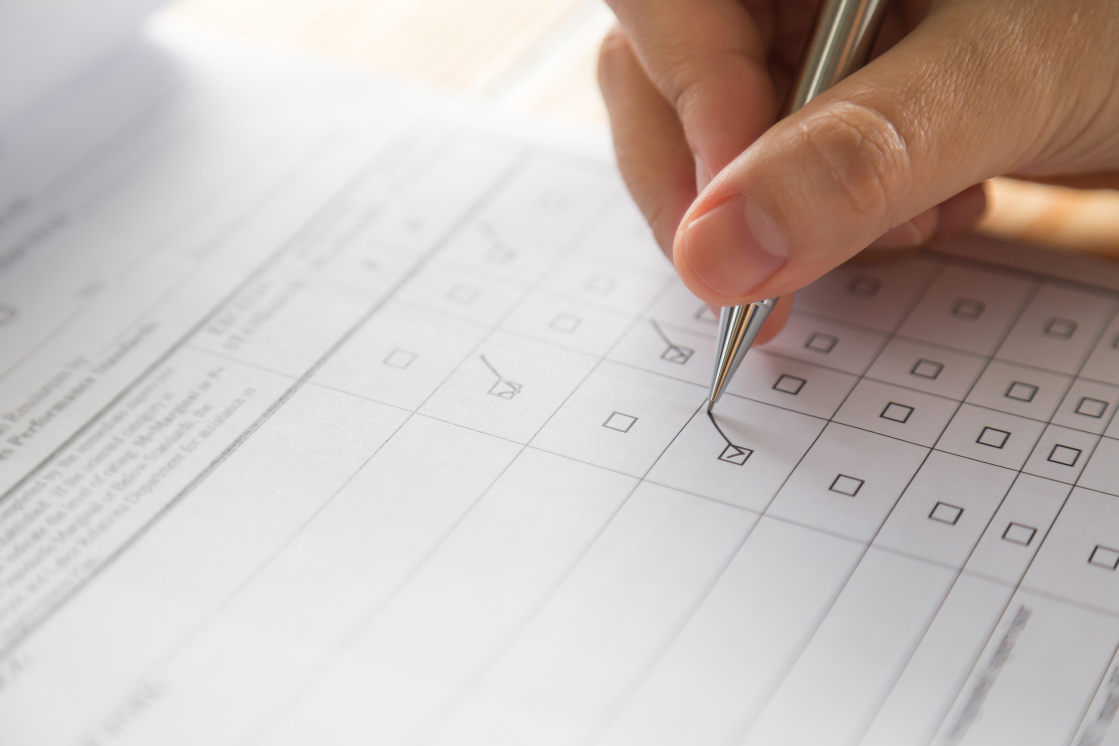 A survey with rating scales and follow-up questions