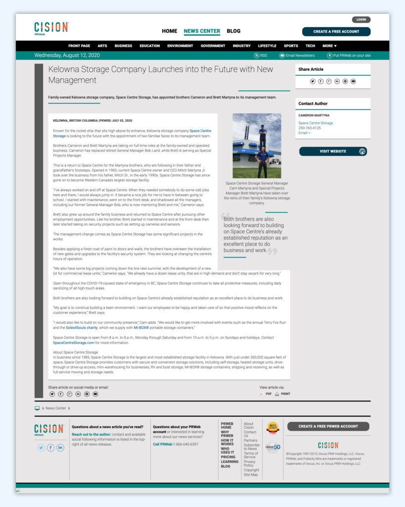 Press release distributed through a reputable newswire platform