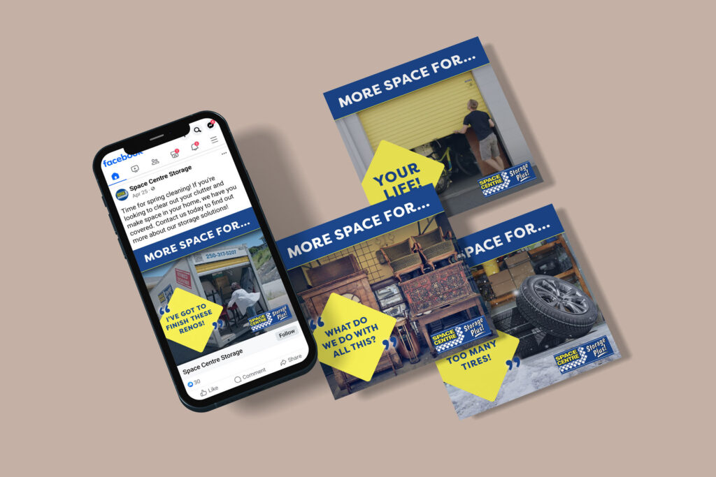 Series of Facebook ads for Space Centre Storage