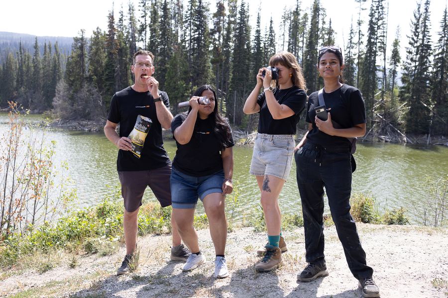 Team members out on location with camera gear