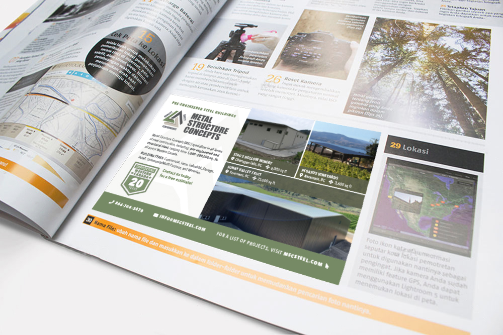Project-focused print ad for Metal Structure Concepts