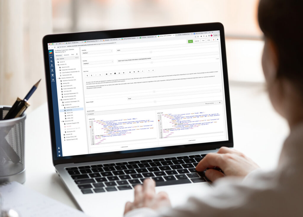 Mockup of content management systems and web application frameworks