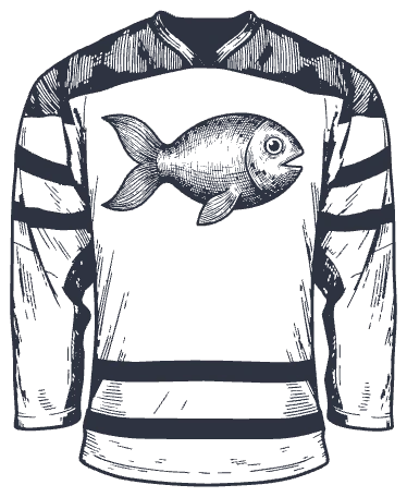 A hockey jersey with the Twin Creek fish on it