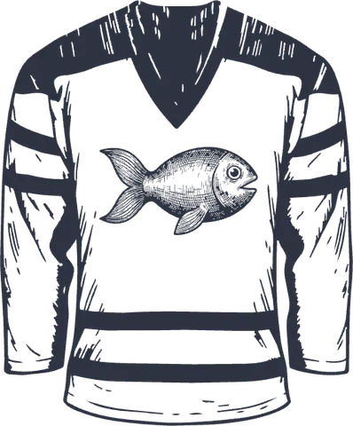 A hockey jersey with the Twin Creek fish on it